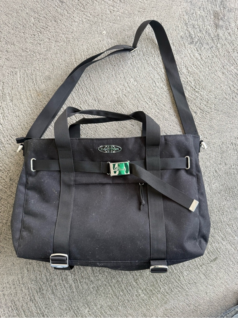 Dime MTL x Eastpak Black Canvas Skater Shoulder Bag for Men